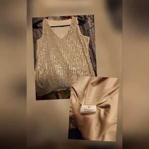Sequin Beige Sleeveless Top
